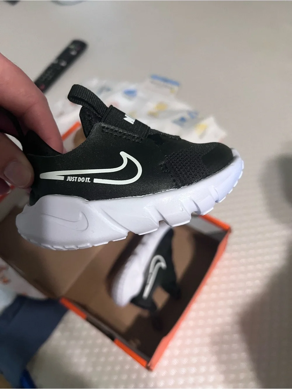 Nike Kids' Black and White Slip-On Athletic Shoes Infant Size 3c